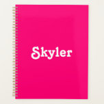 Cute hot pink custom name text year monogram planner<br><div class="desc">Cute hot pink custom name text year or monogram personalized agenda,  Planner.
Customizable white text,  hot pink solid plain background.
You can customize it with your name,  monogram,  initials,  year,  or custom text.</div>