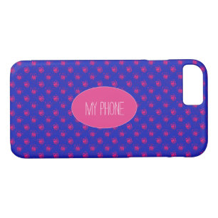 Cute Hot Pink Dots on Blue Case-Mate iPhone Case