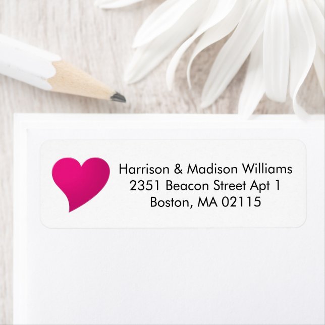 Cute hot pink fuchsia heart custom Return Address  (Insitu)