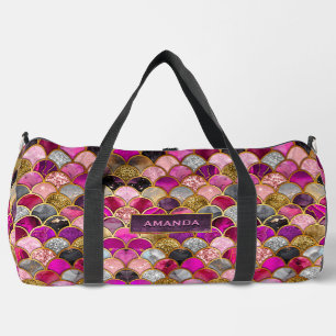 Cute hot pink gold mermaid scales girly duffle bag