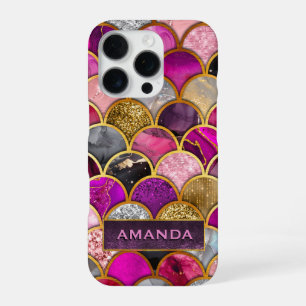 Cute hot pink gold mermaid scales girly  iPhone 16 pro case
