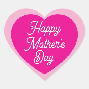 Cute Hot Pink Happy Mother's Day Heart Sticker