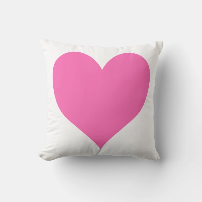 Cute Hot Pink Heart Throw Pillow (Front)