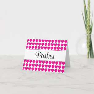 Cute Hot Pink Hearts Girls Personalized Stationery Note Card