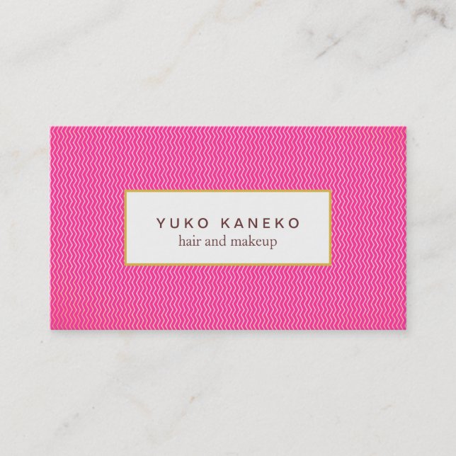 Cute Hot Pink Subtle Chevron Pattern Beauty Salon Business Card (Front)