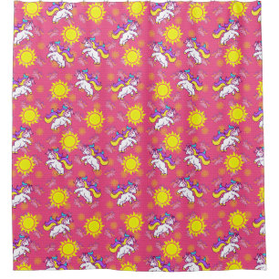 Cute Hot Pink Sunny Unicorn Pattern Design