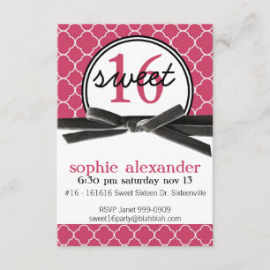 Cute Hot Pink Sweet 16 Party Invitation