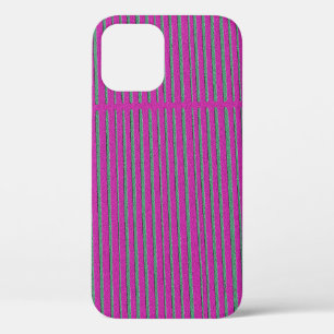 Cute Hot Pink Unique Modern Stripe Pattern iPhone 12 Case