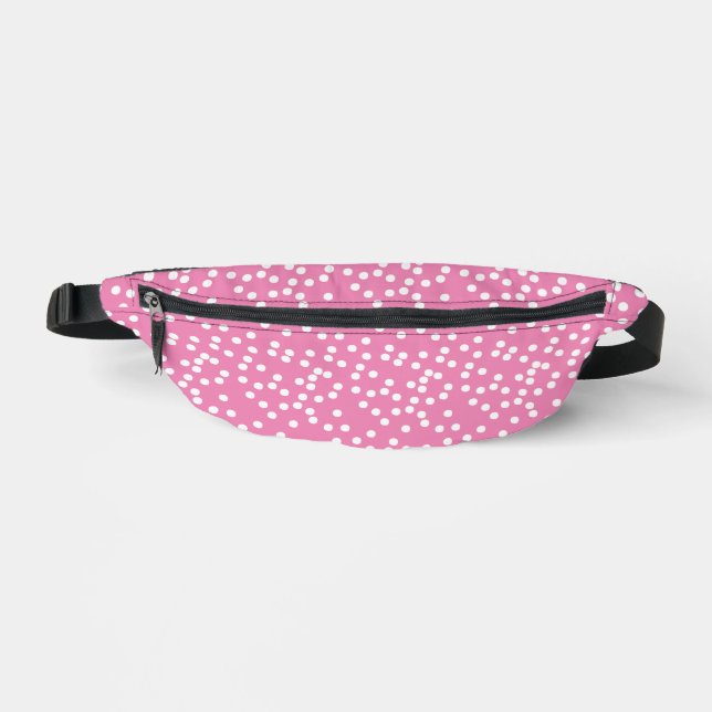 Cute Hot Pink with White Polkadots - Custom Colour Fanny Pack (Front)