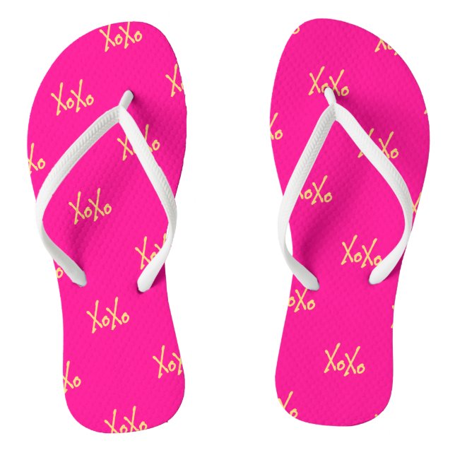 Cute Hot Pink XOXO Flip Flops (Footbed)