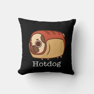 Cute Hotdog Lovely Pug Dog Lover Throw Pillow