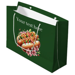 Cute hotdog lovers customizable large gift bag
