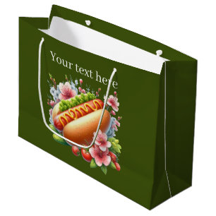 Cute hotdog lovers customizable large gift bag