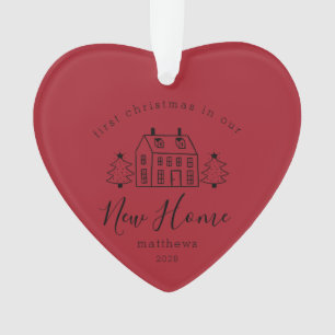 Cute House and Christmas Trees New Home Name  Orna Ornament