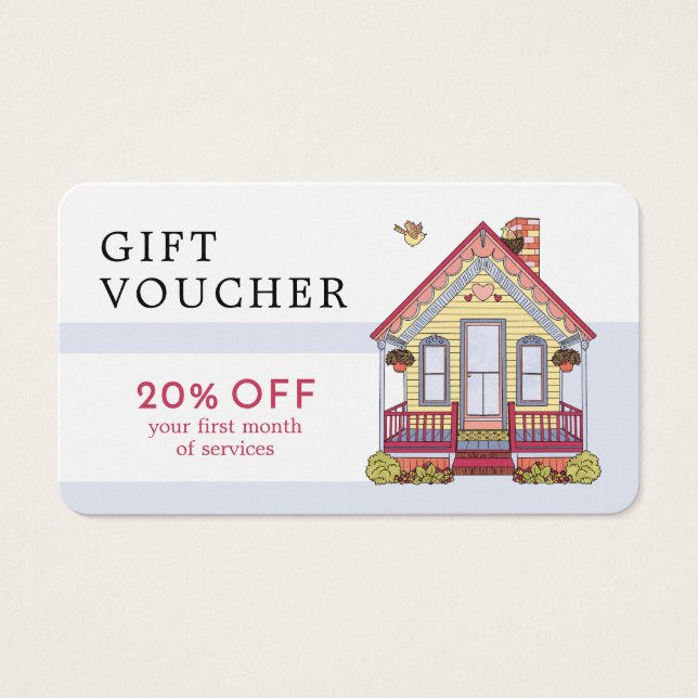 Cute House Caregiver Services Coupon Gift Card (Front)