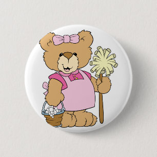 Cute House Cleaning Bear 2 Inch Round Button