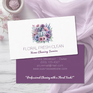 Cute House Cleaning Service Floral Business Card