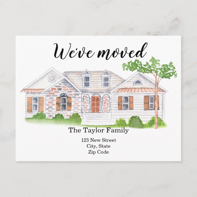 Cute House Moving Announcement Postcard (Front)