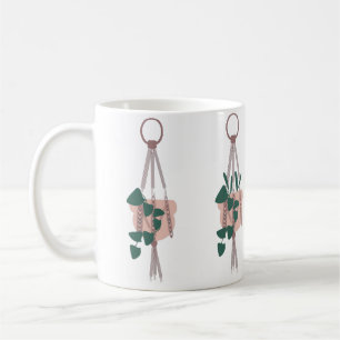 Cute House Plant Hanging Macrame Illustration Coffee Mug