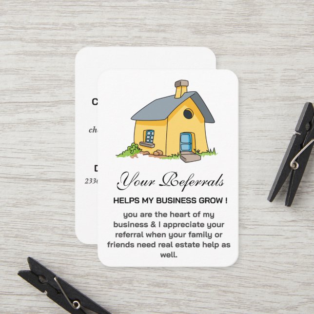 Cute House Real Estate Agent Promotional Referral Card (Front/Back In Situ)
