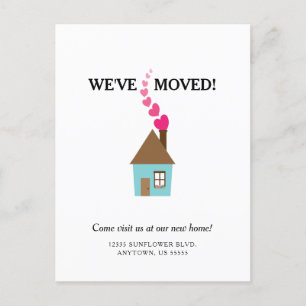 Cute House With Hearts We've Moved New Address Pos Postcard