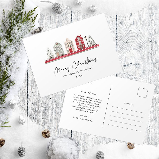 Cute Houses in Traditional Christmas Colours  Postcard (Creator Uploaded)