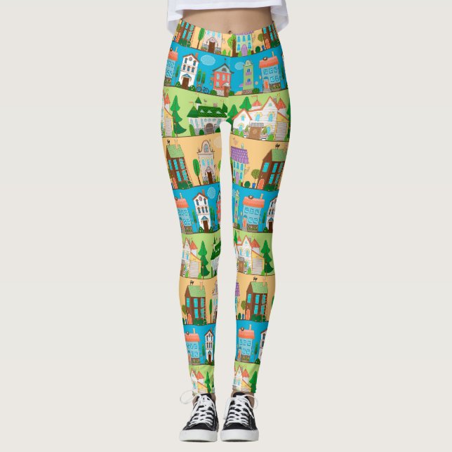 Cute Houses Leggings (Front)