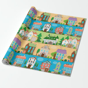 Cute Houses Wrapping Paper
