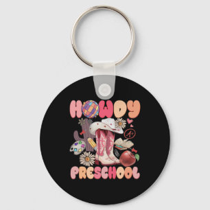 Cute Howdy Preschool Cowboy Cowgirl Boots Back To Keychain