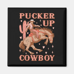Cute Howdy Western Valentines Day Pucker Up Cowboy Magnet