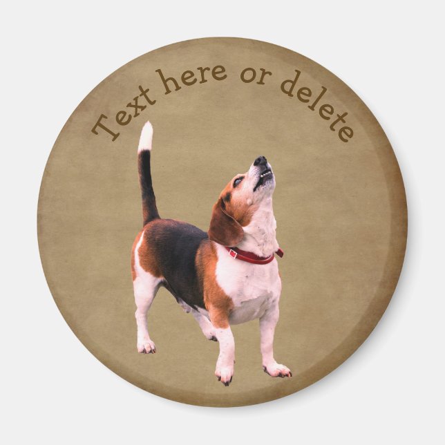 Cute Howling Beagle Personalized Magnet (Front)
