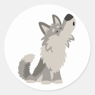 Cute Howling Cartoon Wolf Sticker