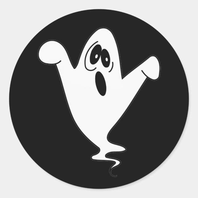 Cute Howling Ghost Halloween Classic Round Sticker (Front)