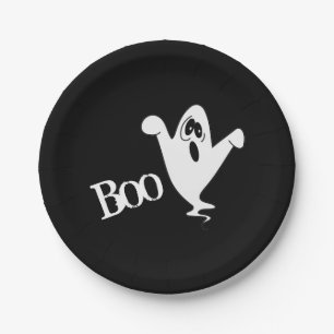 Cute Howling Ghost Halloween Paper Plate