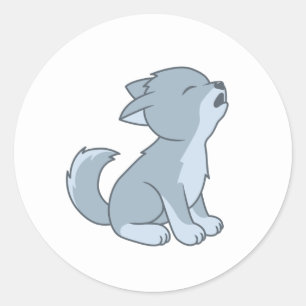 Cute Howling Wolf Pup Classic Round Sticker