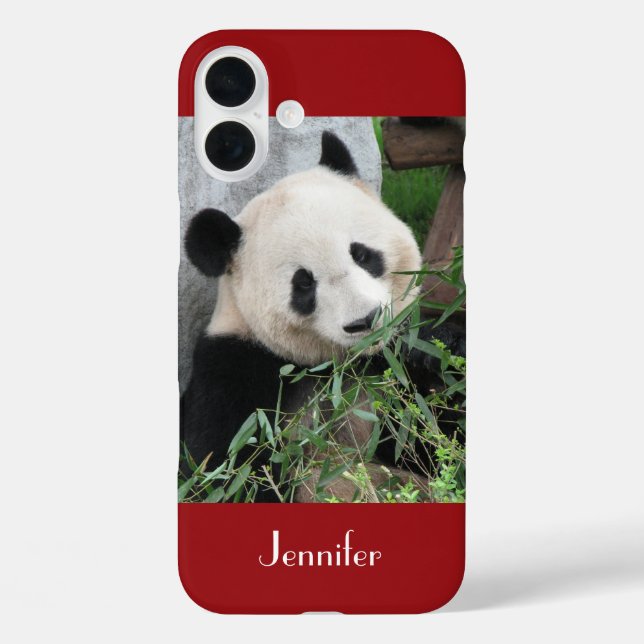 Cute Huggable Giant Panda, Dark Red, Name Case-Mate iPhone Case (Back)