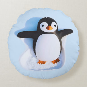 Cute Huggable Penguin Round Pillow