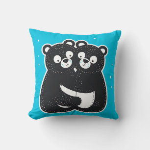 🐻🖤 Cute Hugging Black Bears Cozy Decor Gift ✨ Throw Pillow