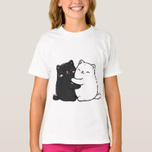 Cute Hugging Cats Teen Girl T-Shirt |Adorable Love