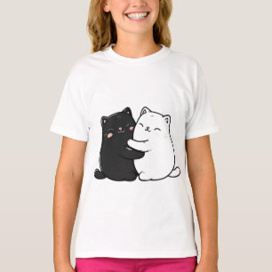 Cute Hugging Cats Teen Girl T-Shirt Adorable Love