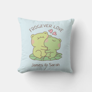 Cute Hugging Frogs Frogever Love Couple Room Decor Throw Pillow