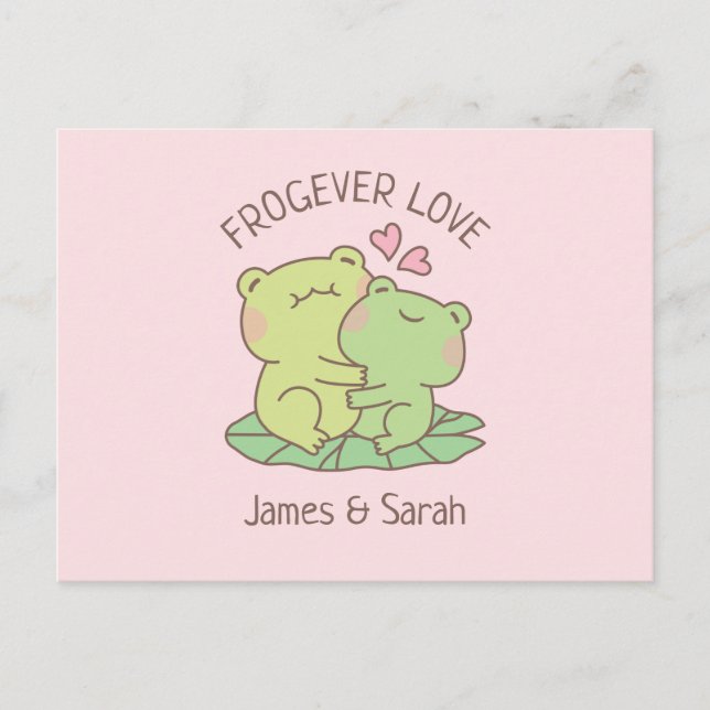 Cute Hugging Frogs Frogever Love Valentines Day Postcard (Front)