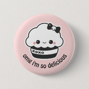 Cute Hugs and Kisses Cupcake 2 Inch Round Button