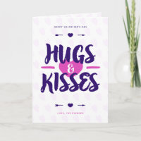 Cute Hugs & Kisses Rustic Lettered Valentine's Day