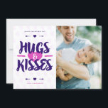 Cute Hugs & Kisses Rustic Photo Valentine's Day Holiday Card<br><div class="desc">Cute Hugs & Kisses Rustic Photo Valentine's Day Card | Send Valentine's day greetings to family and friends with this customizable Valentine's day photo card. It features rustic lettering in pink and purple. Customizable by adding your own texts and photo.</div>
