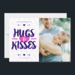 Cute Hugs & Kisses Rustic Photo Valentine's Day Holiday Card<br><div class="desc">Cute Hugs & Kisses Rustic Photo Valentine's Day Card | Send Valentine's day greetings to family and friends with this customizable Valentine's day photo card. It features rustic lettering in pink and purple. Customizable by adding your own texts and photo.</div>
