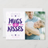 Cute Hugs & Kisses Rustic Photo Valentine's Day