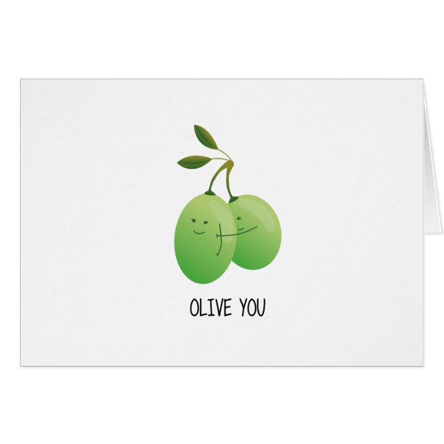 Cute Hugs & Love Card - Olive you! (Front Horizontal)