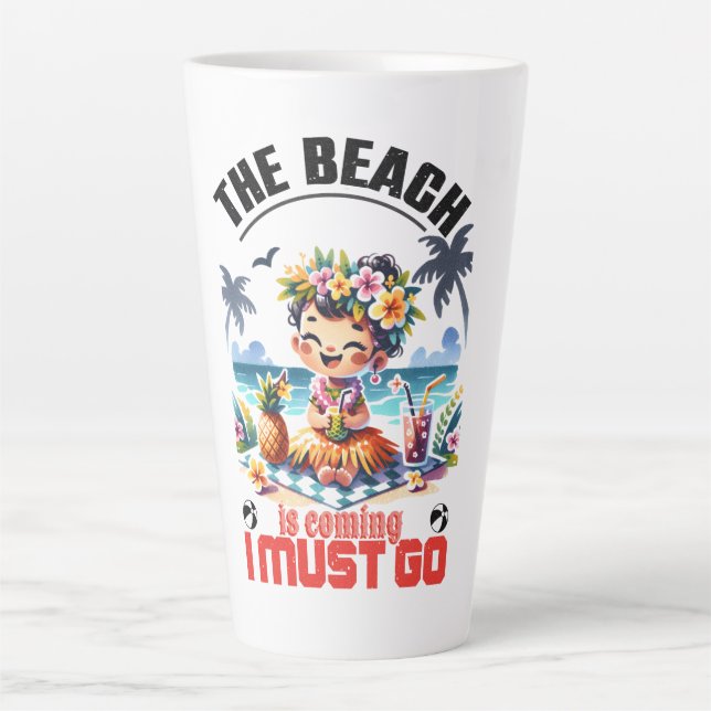 Cute Hula Girl Summer is Coming I Must Go – Tropic Latte Mug (Front)