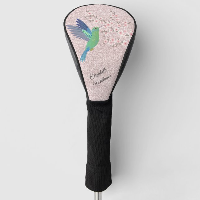 Cute Hummingbird Cherry Blossom Add Name   Golf Head Cover (Front)